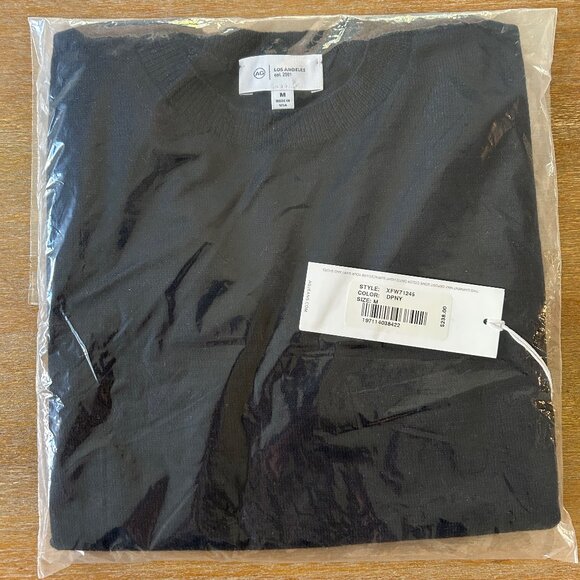 NWT AG Adriano Goldschmied Navy Marino Wool Crewneck Sweater, Size M - Picture 2 of 8